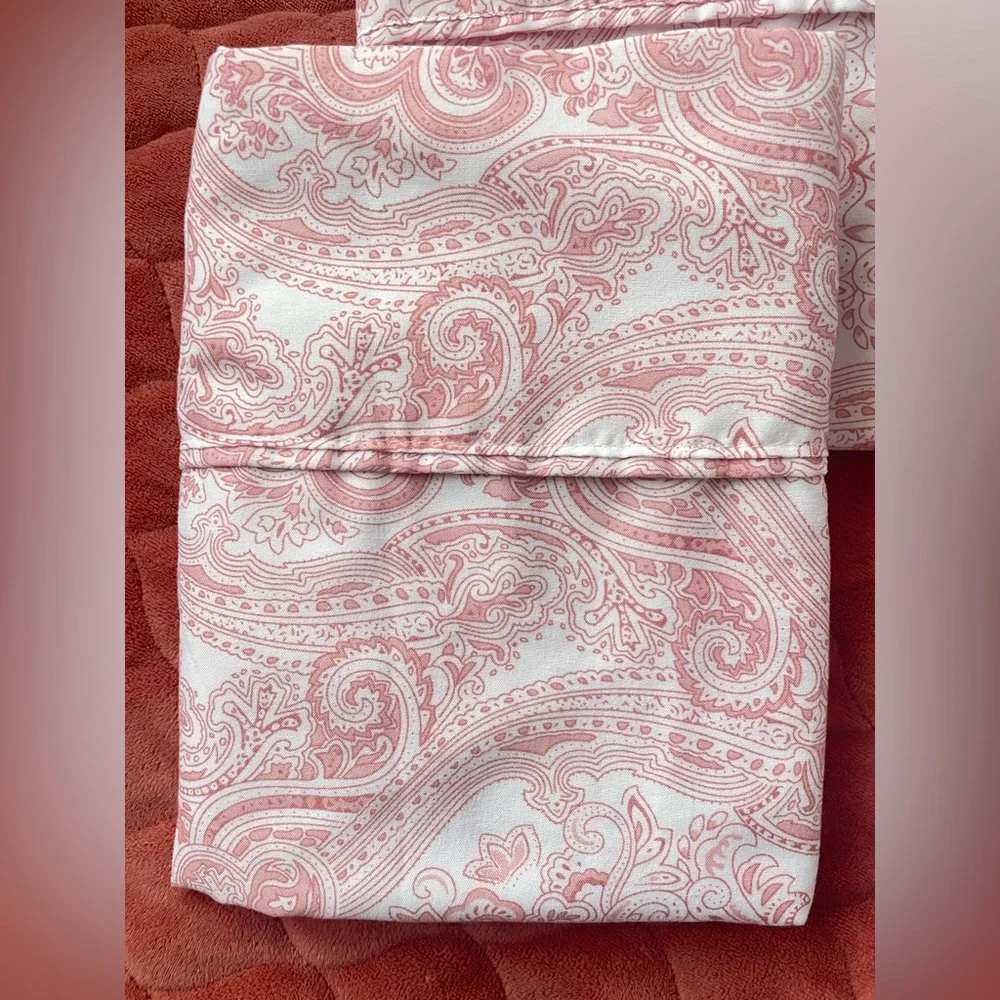 Spirit Linen Home Sheet Set Pink Paisley Dbl Brushed Soft Microfiber Full Sz